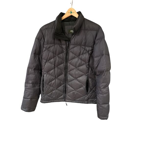 Vintage Eddie Bauer Women’s Goose Down Puffer Jacket Size L Black Quilted - Picture 1 of 11